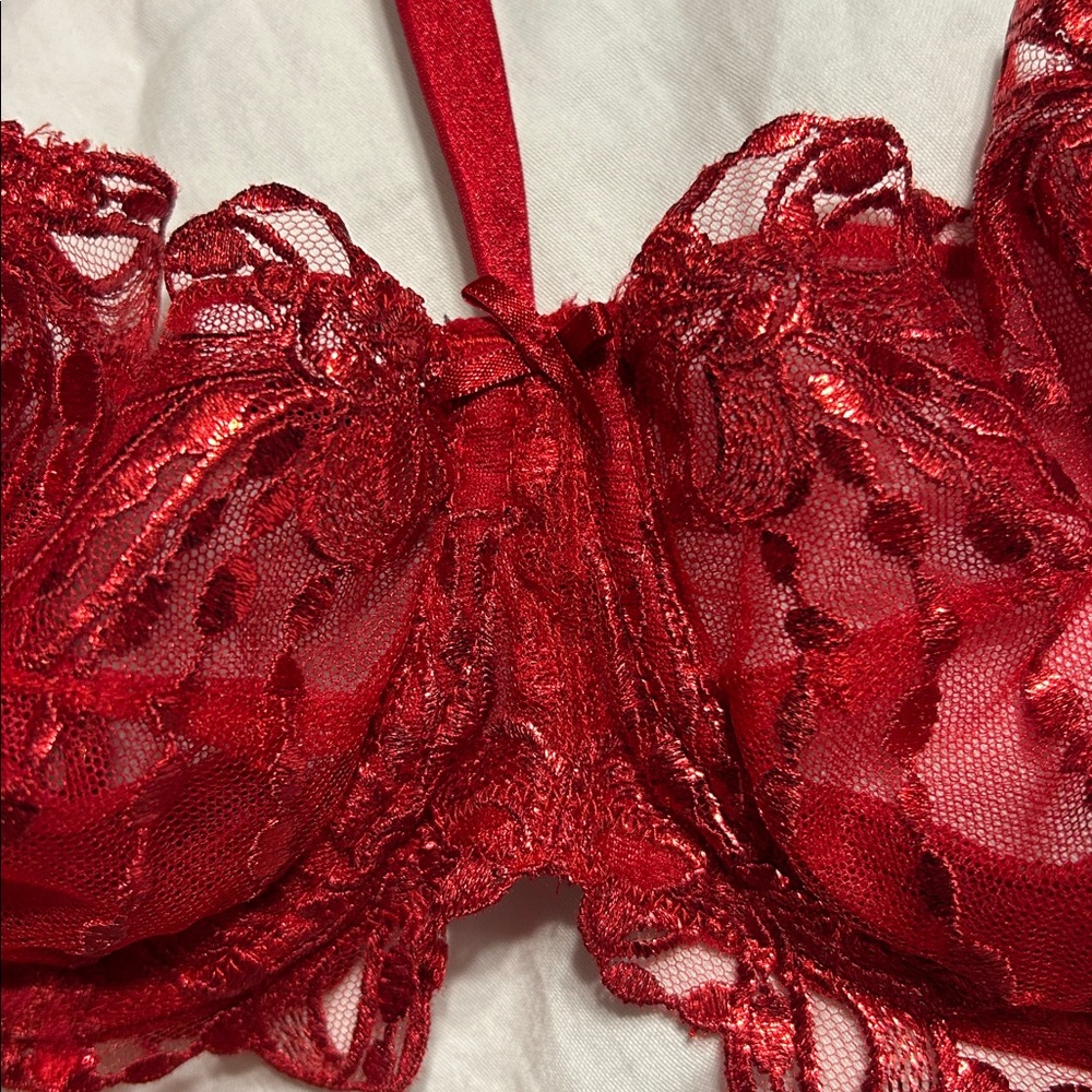Victoria’s Secret Wicked Unlined Bow Embroidery Balconette Bra and Panty Set 36C - Picture 16 of 16